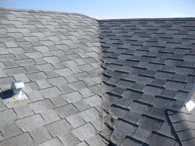 A roof on a home in need of repair.