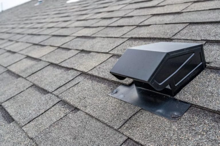 A static vent on a roof for proper attic ventilation. Proper ventilation is key in preventing premature failure of a roof that results in the need to replace asphalt shingles early.