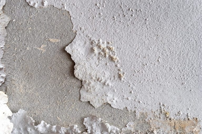 White, chipped interior paint. Chipping paint could be a sign it's time to consider replacing vinyl siding on your home.